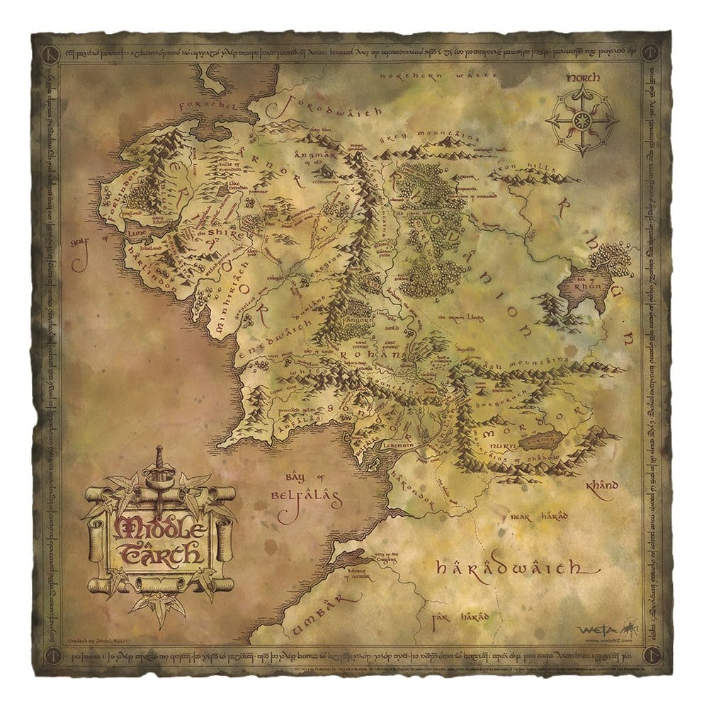 El Señor de los Anillos Litografia Parchment Map of Middle-earth 59 x 30 cm