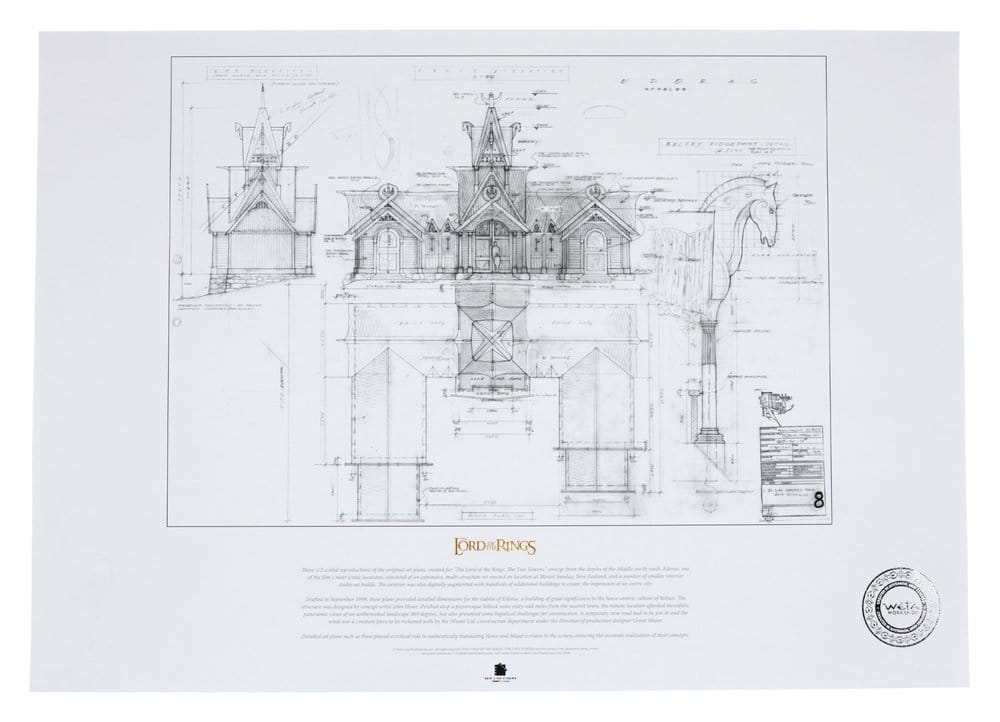 El Señor de los Anillos plan de construcción Litografia The Stable of Edoras 59 x 42 cm