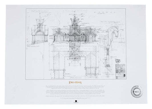 El Señor de los Anillos plan de construcción Litografia The Stable of Edoras 59 x 42 cm