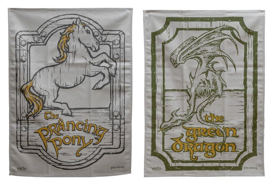 El Señor de los Anillos juego de 2 Paños de cocina Green Dragon & Prancing Pony 69 cm