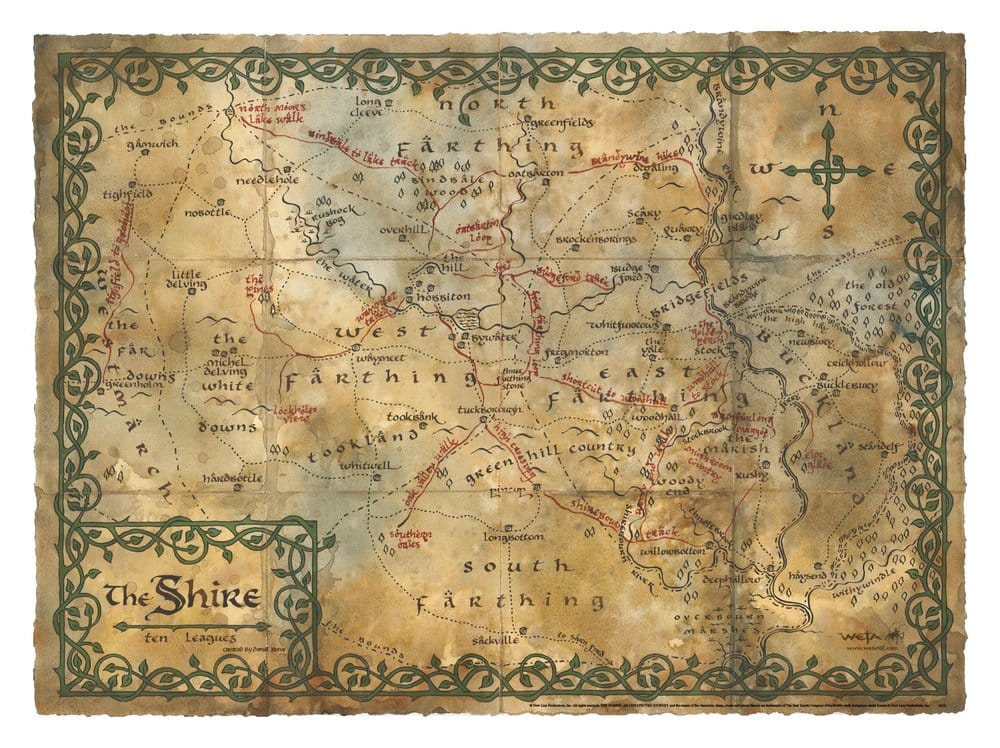 El Hobbit Litografia Map of the Shire 74 x 54 cm