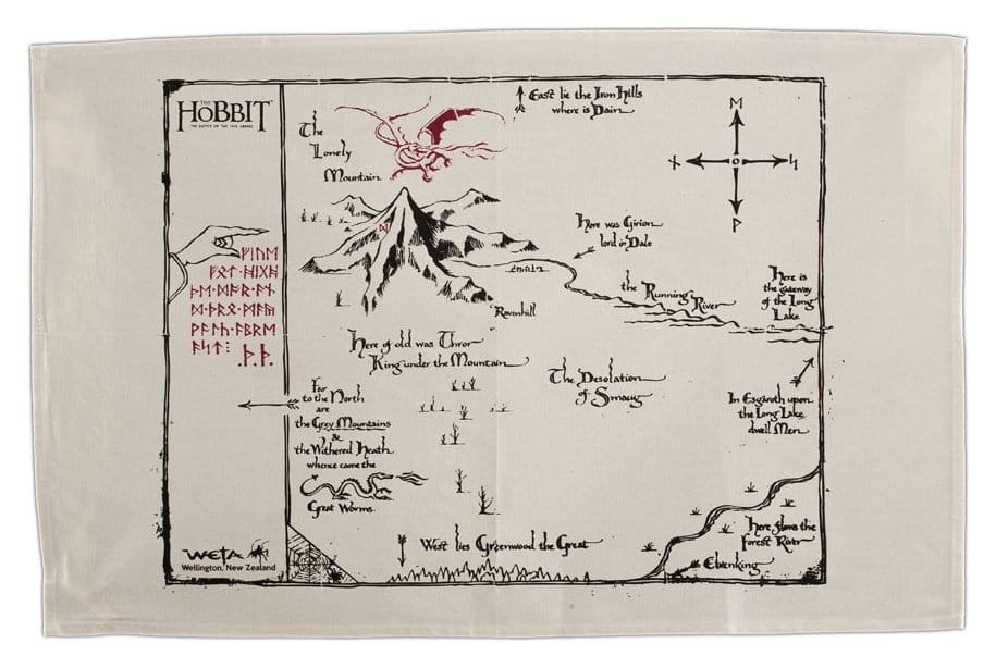 El hobbit Paños de cocina Thorins Map 72 cm