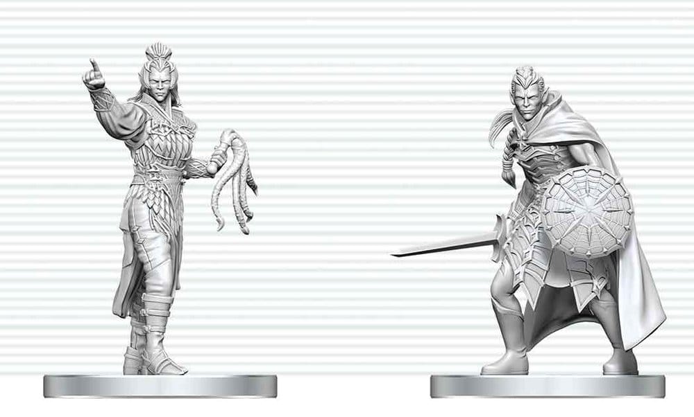 D&D Nolzur's Marvelous Miniatures Figuras Mini Drow Elite Warrior & Drow Priestess of Lolth 13 cm