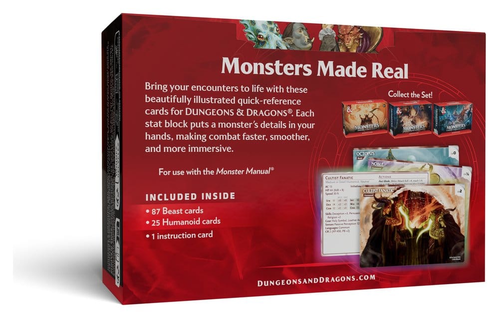 Dungeons & Dragons RPG Tarjetas de Referencia: Monstruos (Animales y PNJs) *Edición Inglés*